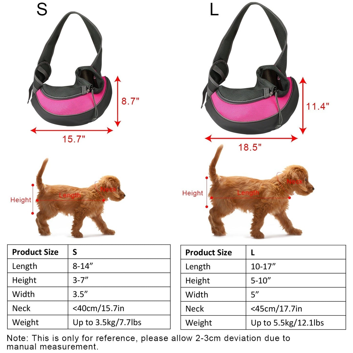 Pet Carrier for Dogs Cats Hand Free Sling Adjustable Padded Strap Tote