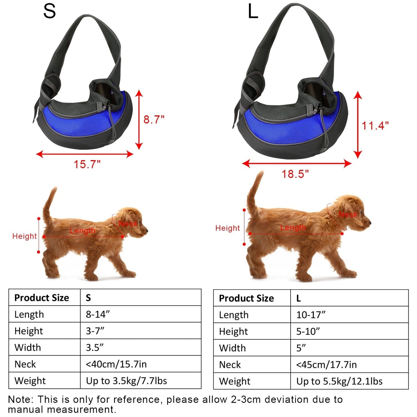 Pet Carrier for Dogs Cats Hand Free Sling Adjustable Padded Strap Tote